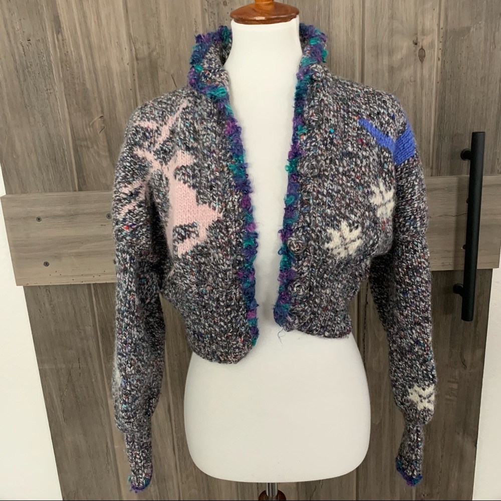 Handmade Oversized Cropped Wool Cardigan